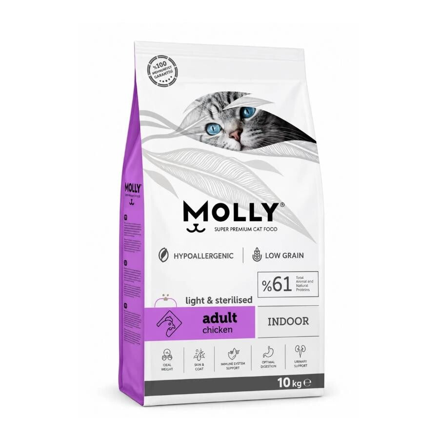 Molly Düşük Tahıllı Hypoallergenic Tavuklu Light Kısırlaştırılmış Yetişkin Kedi Maması 10 KG | SRC: Barcode: 8680542874417